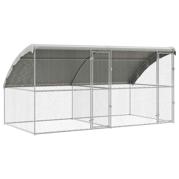 vidaXL Dog Kennel with Storage 2 pcs Silver 4 x 2 x 2 m Steel