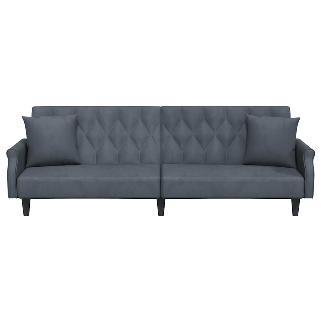 vidaXL Sofa Bed with Armrests Dark Grey Velvet