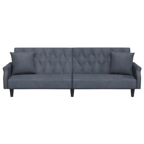 vidaXL Sofa Bed with Armrests Dark Grey Velvet