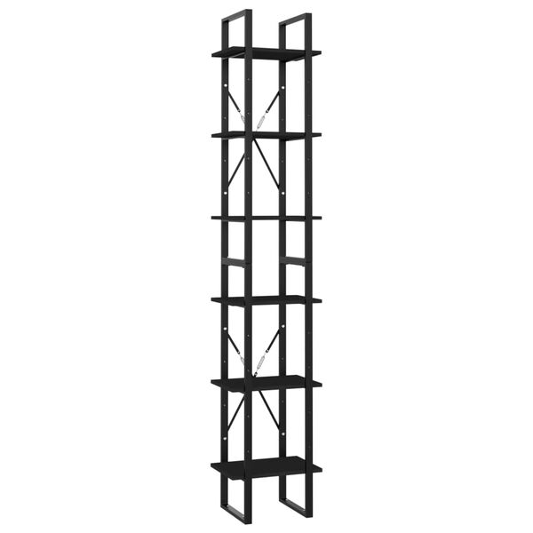 vidaXL 6-Tier Book Cabinet Black 40x30x210 cm Engineered Wood