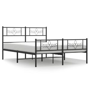 vidaXL Metal Bed Frame without Mattress with Footboard Black 135x190cm