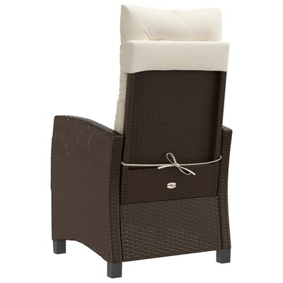 vidaXL Reclining Garden Chair with Cushions Brown Poly Rattan