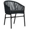 vidaXL 3 Piece Bistro Set with Cushions PE Rattan Black