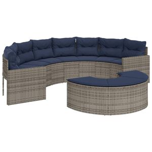 vidaXL 2 Piece Garden Sofa Set Half-Round Grey Poly Rattan