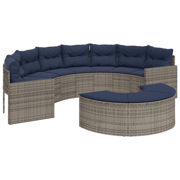 vidaXL 2 Piece Garden Sofa Set Half-Round Grey Poly Rattan