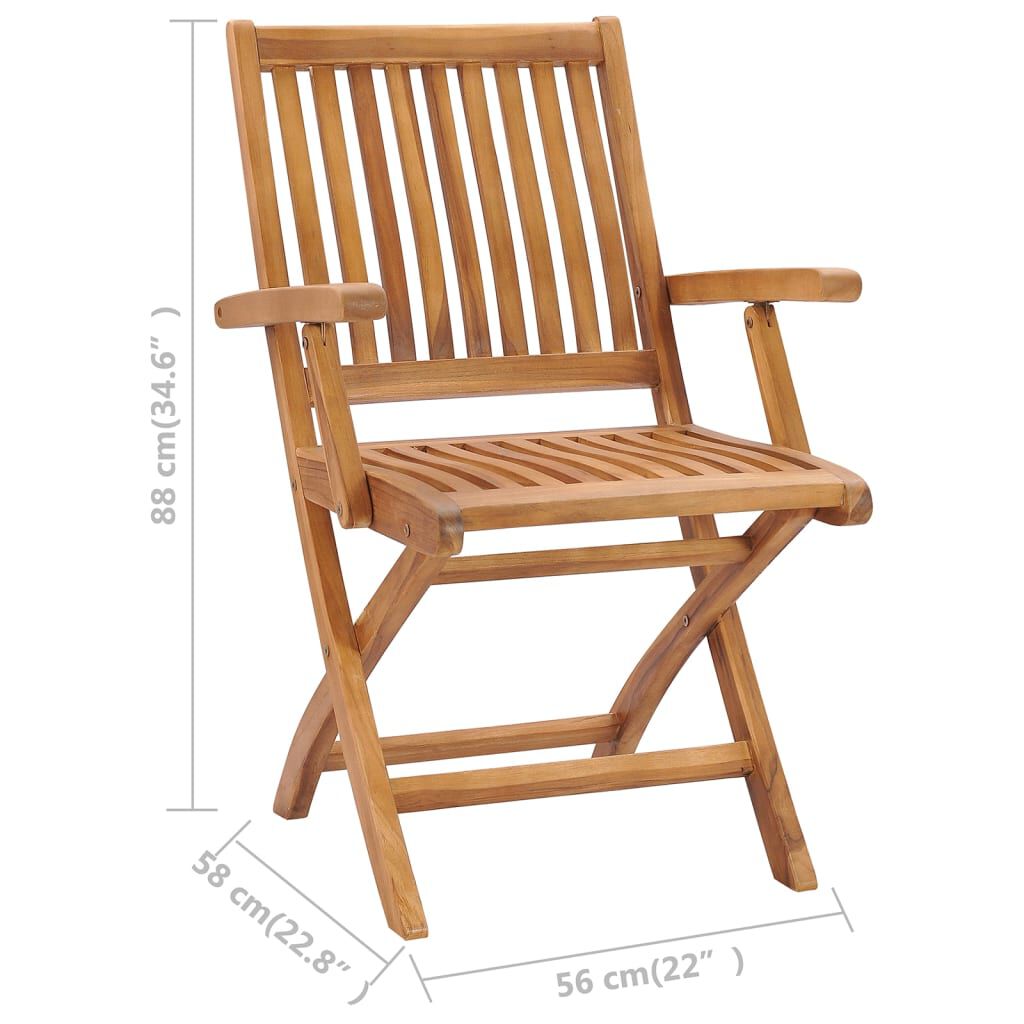 vidaXL Garden Chairs 2 pcs with Green Cushions Solid Teak Wood