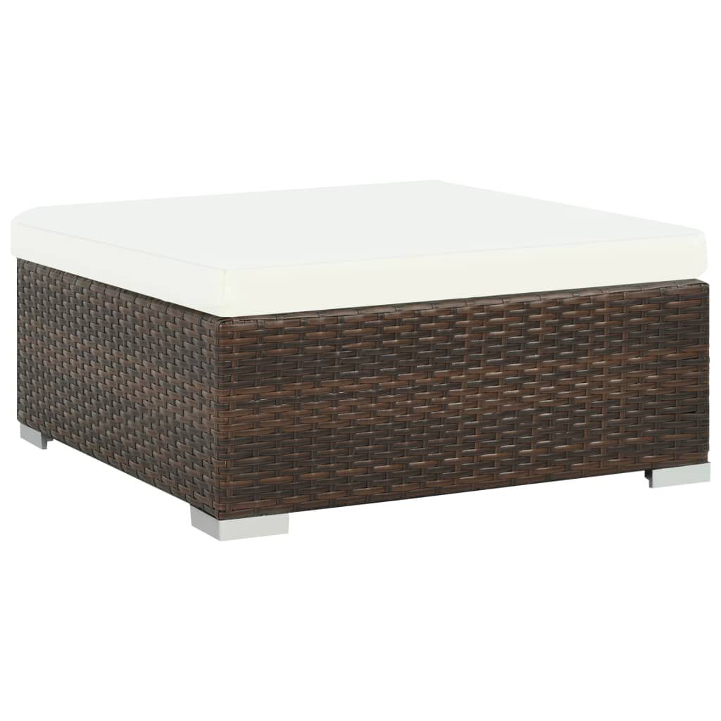 vidaXL 7 Piece Garden Lounge Set with Cushions Poly Rattan Brown
