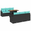 vidaXL Garden Sofa Set with Storage 7 pcs Black Poly rattan