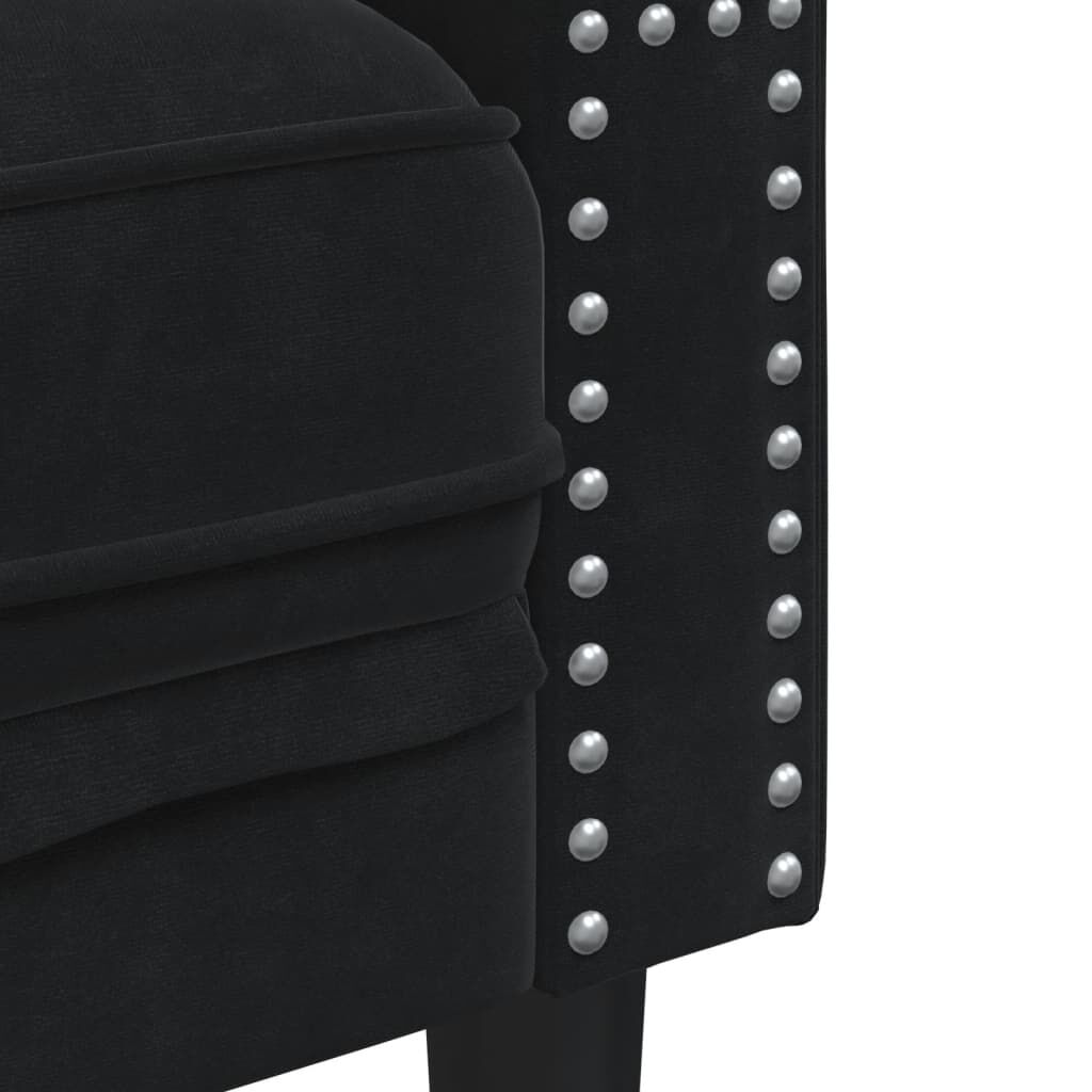 vidaXL 3 Piece Chesterfield Sofa Set with Bolsters Black Velvet