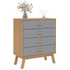 vidaXL Drawer Cabinet OLDEN Grey and Brown Solid Wood Pine