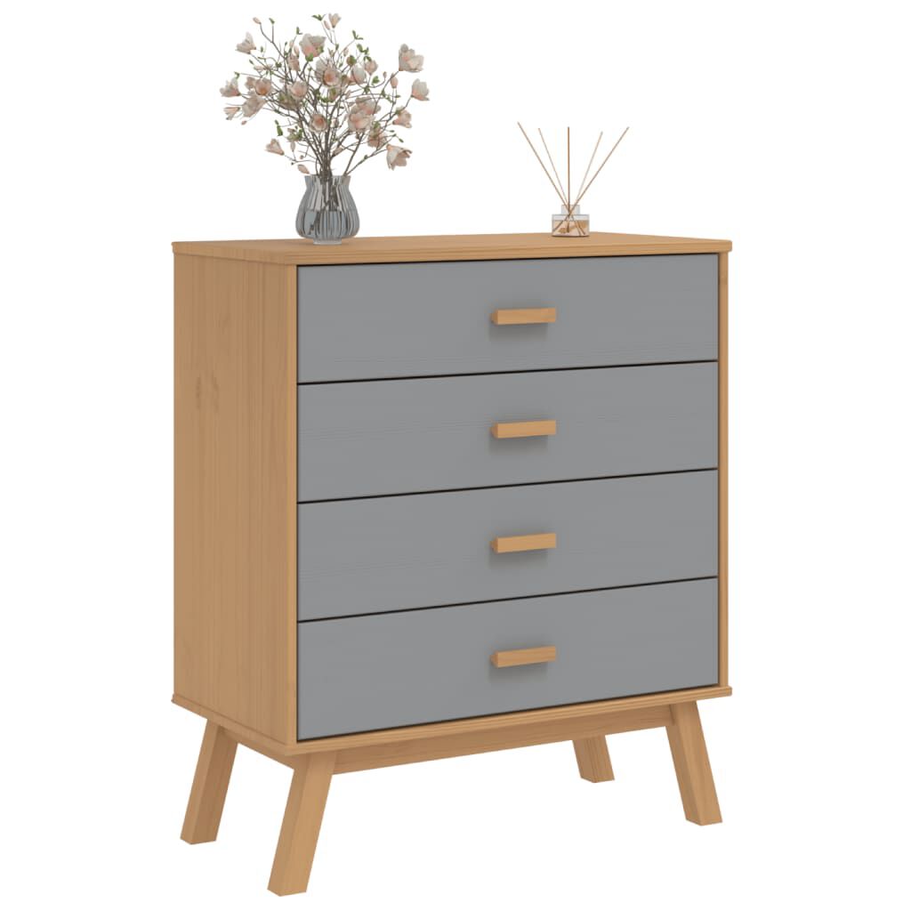 vidaXL Drawer Cabinet OLDEN Grey and Brown Solid Wood Pine