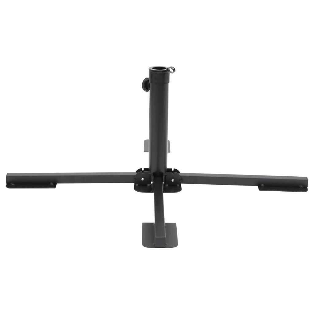 vidaXL Parasol Base Foldable for Ø38/48 mm Pole Glossy Black Steel