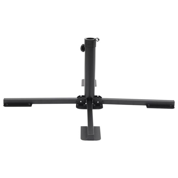 vidaXL Parasol Base Foldable for Ø38/48 mm Pole Glossy Black Steel