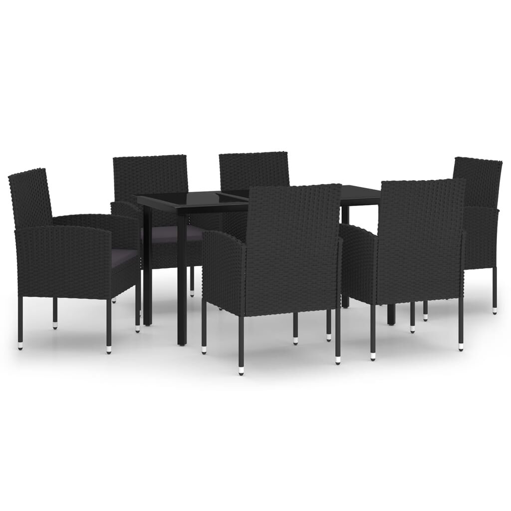 vidaXL 7 Piece Garden Dining Set Black