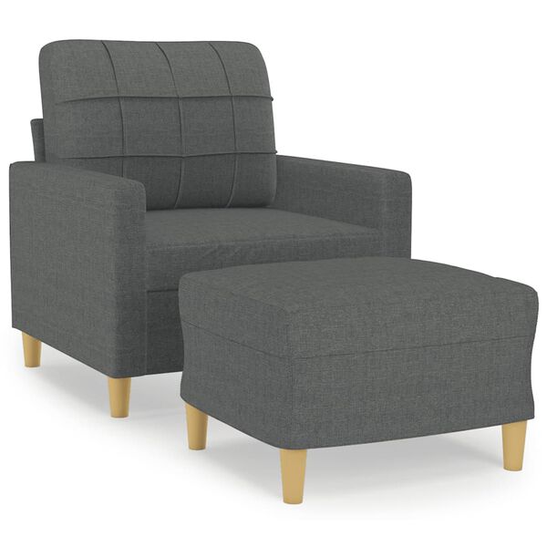 vidaXL Sofa Chair with Footstool Dark Grey 60 cm Fabric