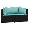 vidaXL 3 Piece Garden Lounge Set with Cushions Black Poly Rattan