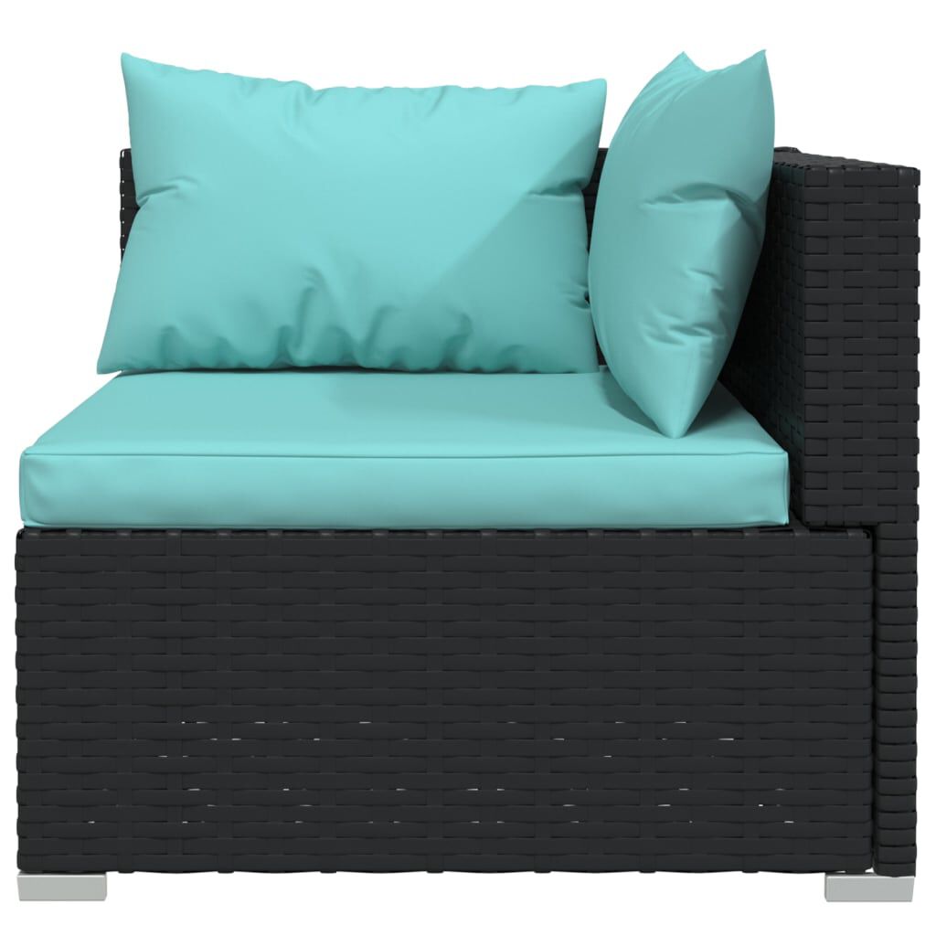 vidaXL 4 Piece Garden Lounge Set with Cushions Black Poly Rattan