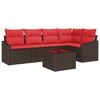 vidaXL Sofa Set with Cushion 6 pcs Brown Poly Rattan