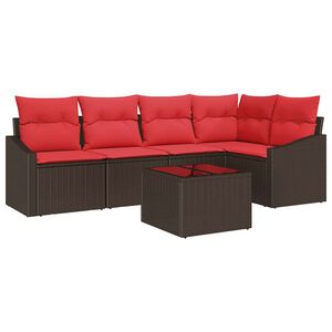 vidaXL Sofa Set with Cushion 6 pcs Brown Poly Rattan