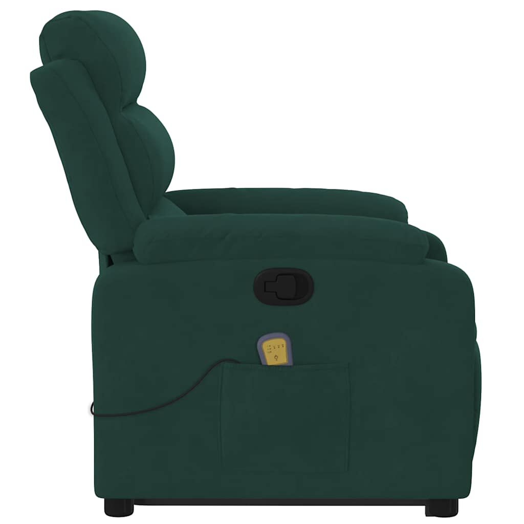 vidaXL Stand up Massage Recliner Chair Dark Green Velvet
