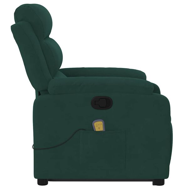 vidaXL Stand up Massage Recliner Chair Dark Green Velvet