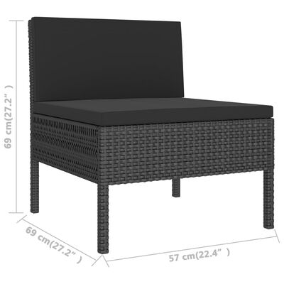 vidaXL 14 Piece Garden Lounge Set with Cushions Poly Rattan Black