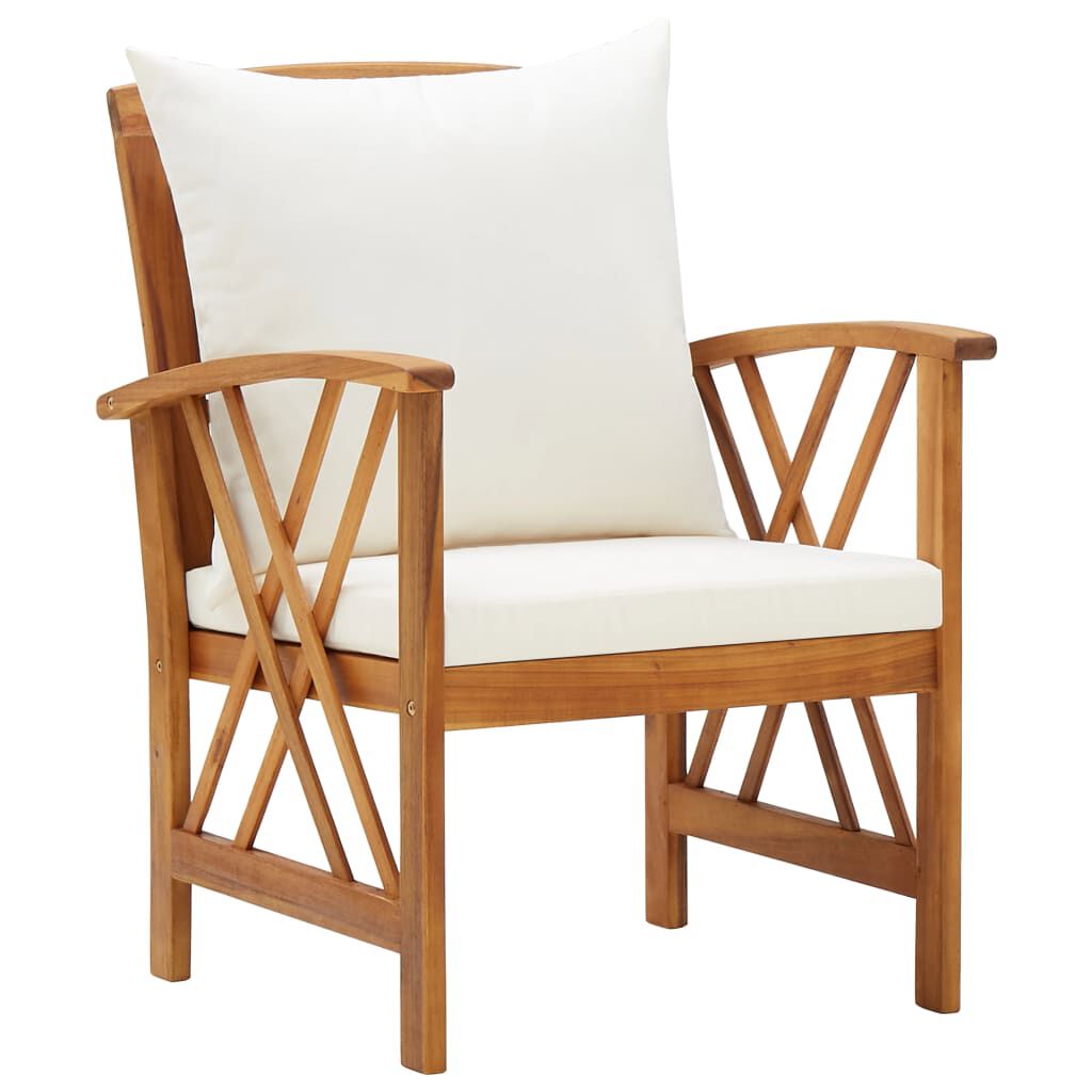 vidaXL 4 Piece Garden Lounge Set with Cushions Solid Acacia Wood