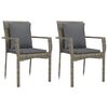 vidaXL 3 Piece Garden Dining Set with Cushions Grey Poly Rattan