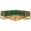 vidaXL 6 Piece Garden Lounge Set with Green Cushions Solid Wood
