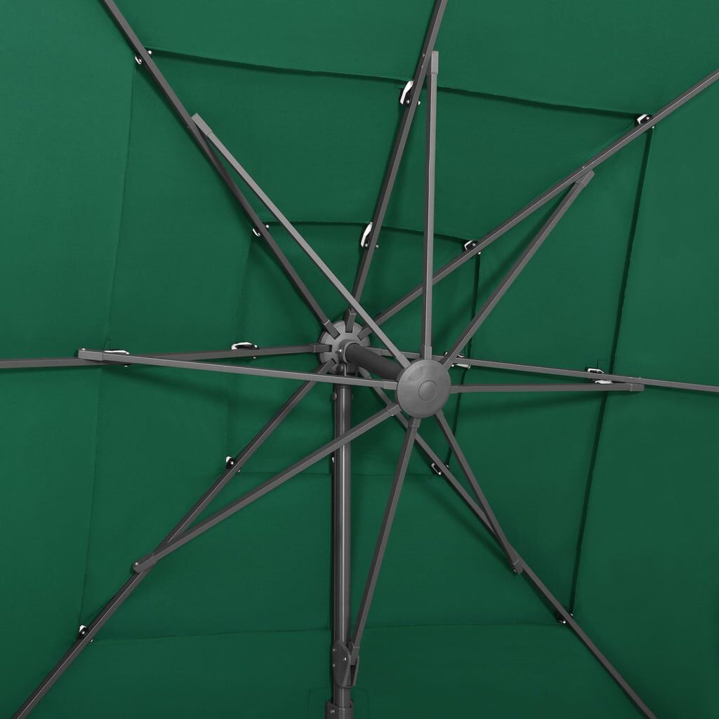 vidaXL 4-Tier Garden Parasol with Aluminium Pole Green 250x250 cm