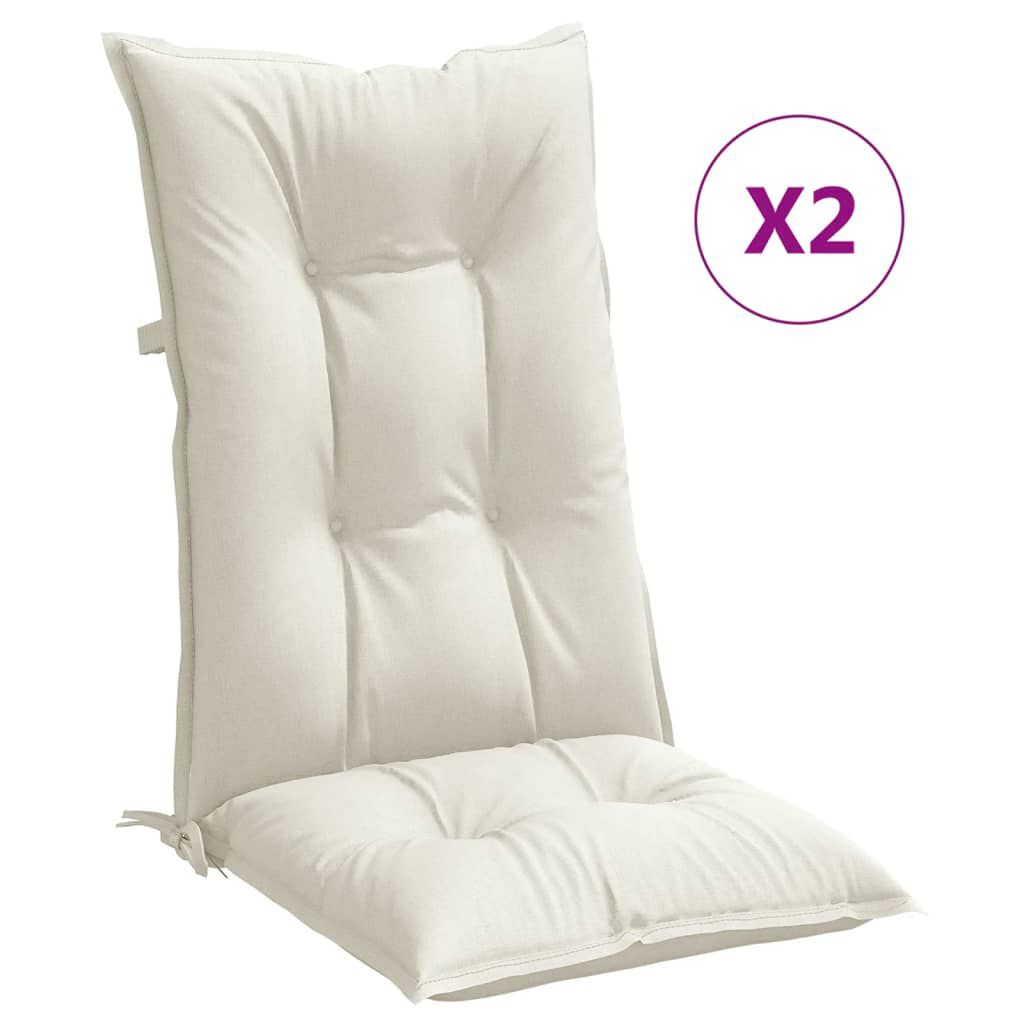 vidaXL Highback Chair Cushions 2 pcs Melange Cream 120x50x7 cm Fabric