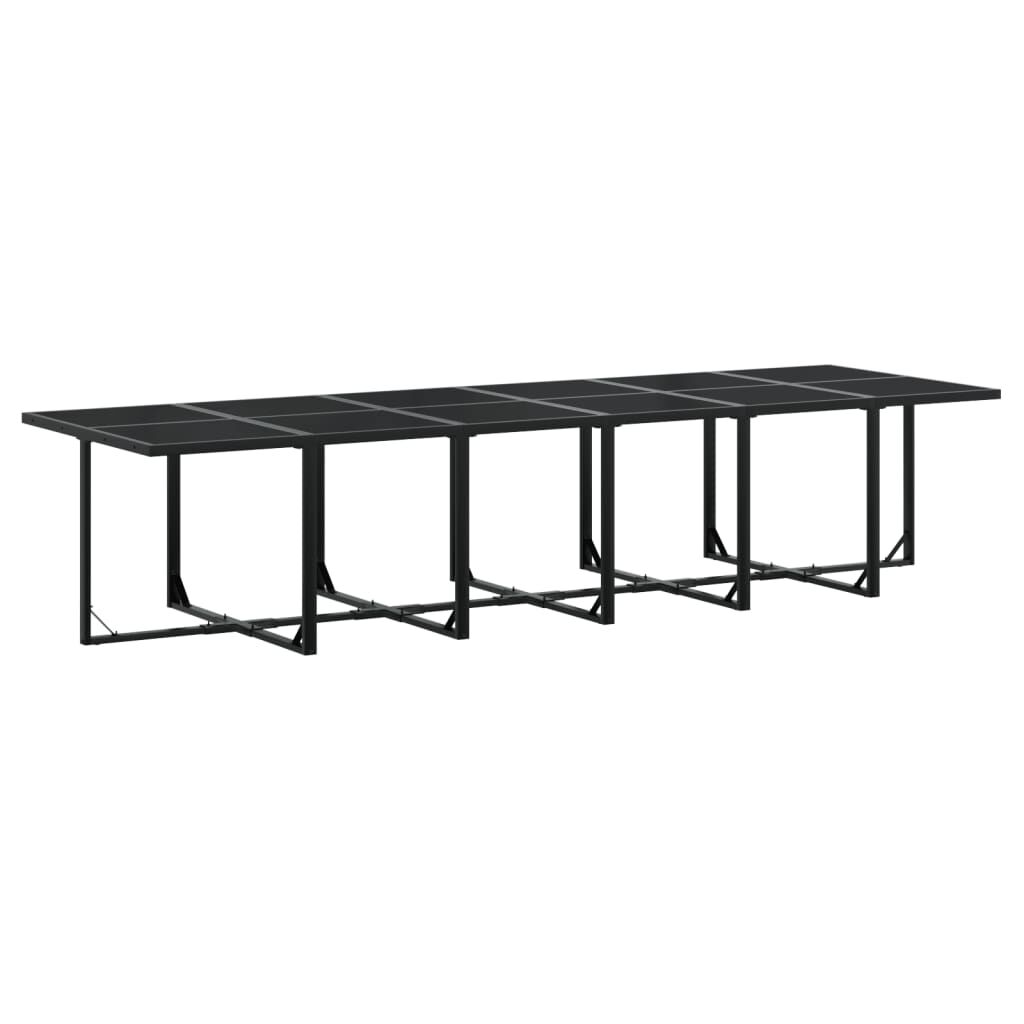 vidaXL 13 Piece Garden Dining Set with Cushions Black Textilene