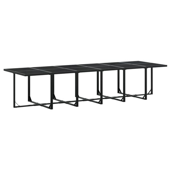 vidaXL 13 Piece Garden Dining Set with Cushions Black Textilene