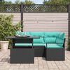vidaXL Garden Sofa Set with Cushion 5 pcs Black Poly rattan