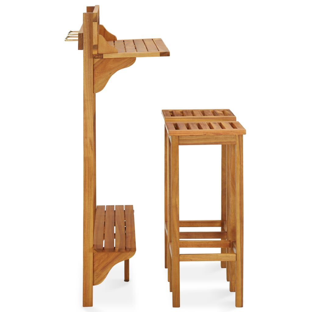 vidaXL 3 Piece Balcony Bar Set Solid Acacia Wood