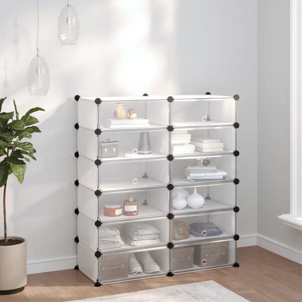vidaXL Shoe Rack Transparent 94.5x36.5x106 cm PP