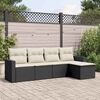 vidaXL 5 Piece Garden Sofa Set with Cushions Black Poly Rattan