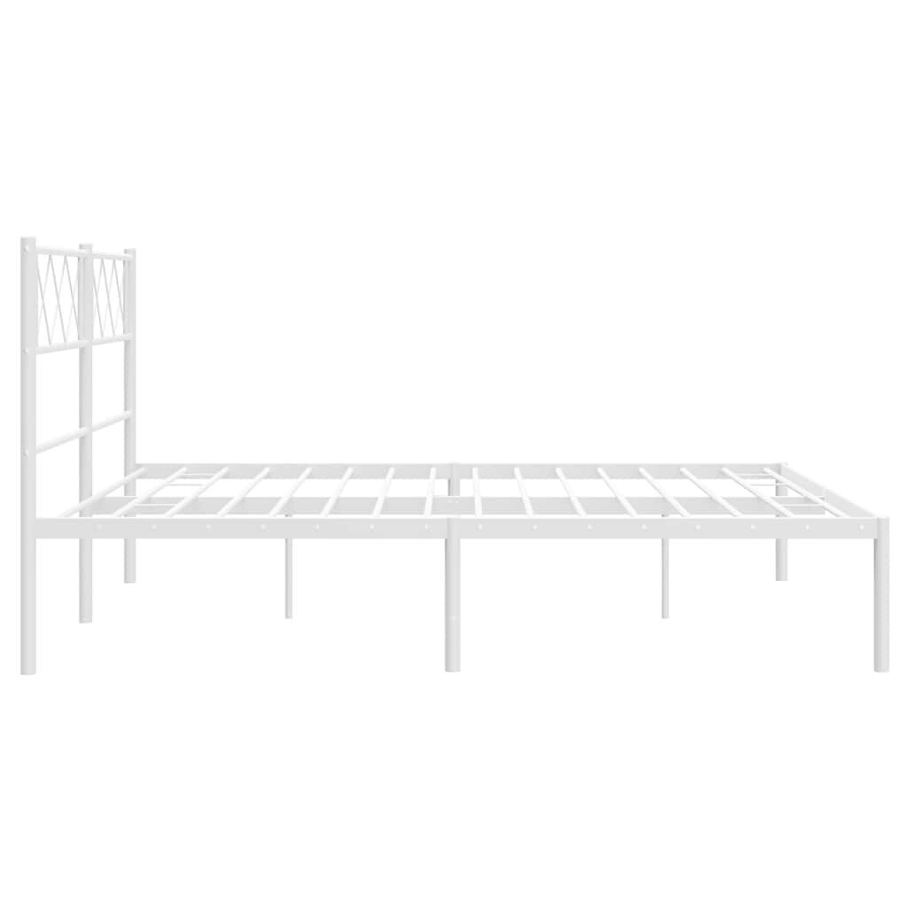 vidaXL Metal Bed Frame without Mattress with Headboard White 150x200cm