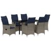 vidaXL Table and Chair Set with Cushion 7 pcs Grey PE Rattan