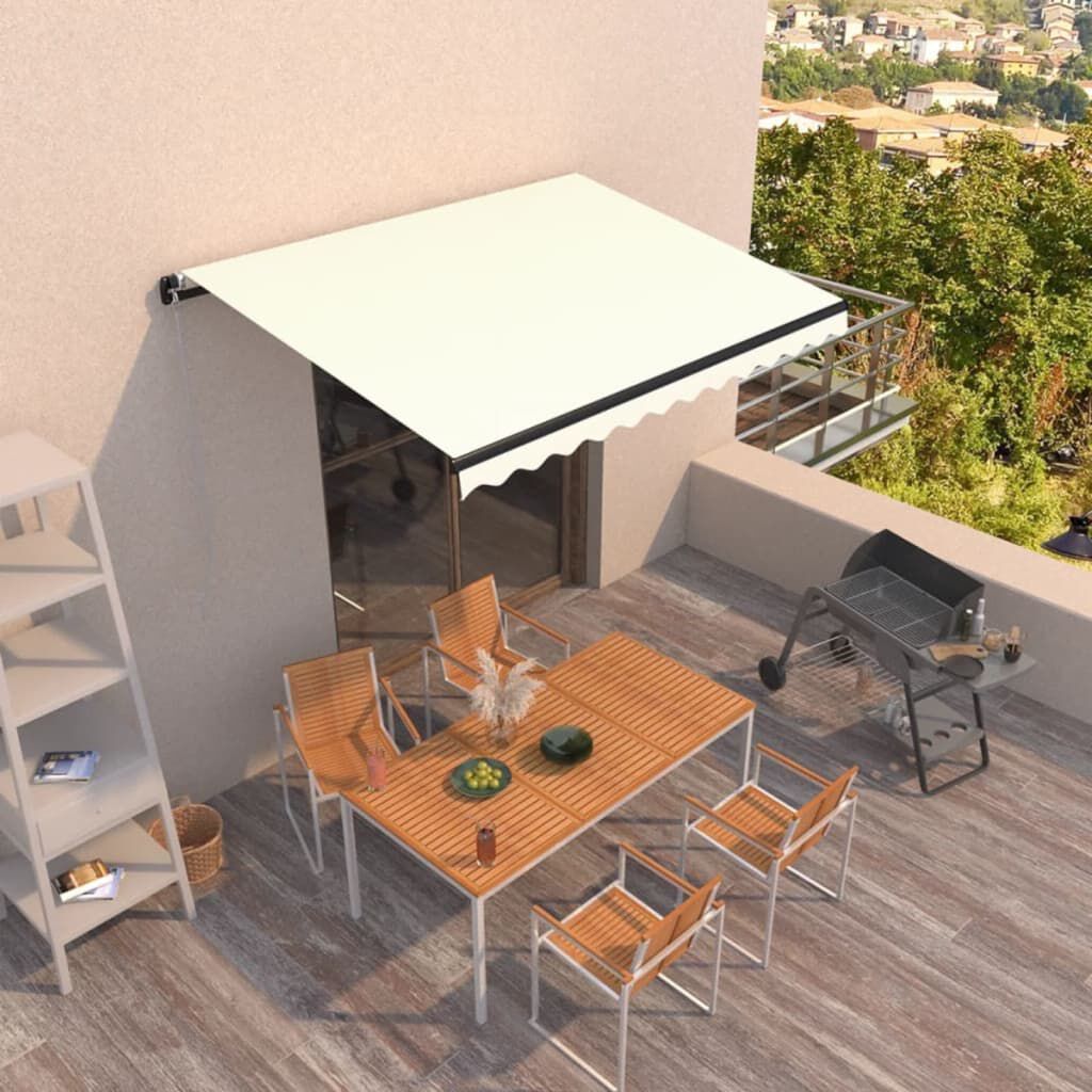 vidaXL Manual Retractable Awning 400x300 cm Cream