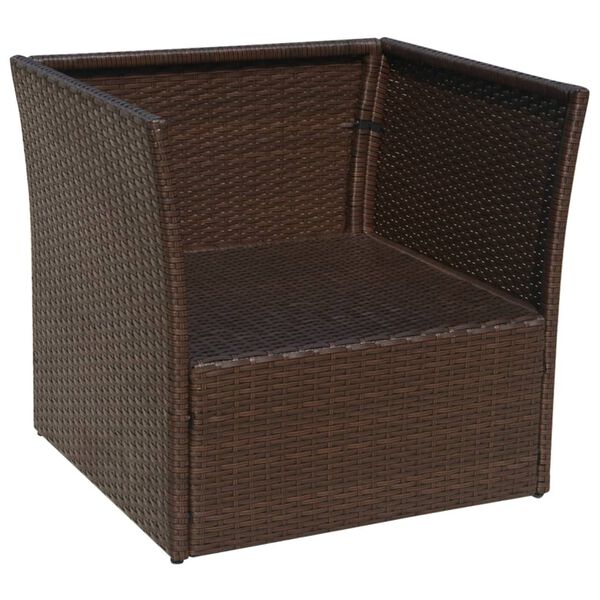 vidaXL Garden Chair with Stool Poly Rattan Brown