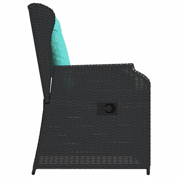vidaXL Reclining Garden Chairs 2 pcs with Cushions Black Poly Rattan