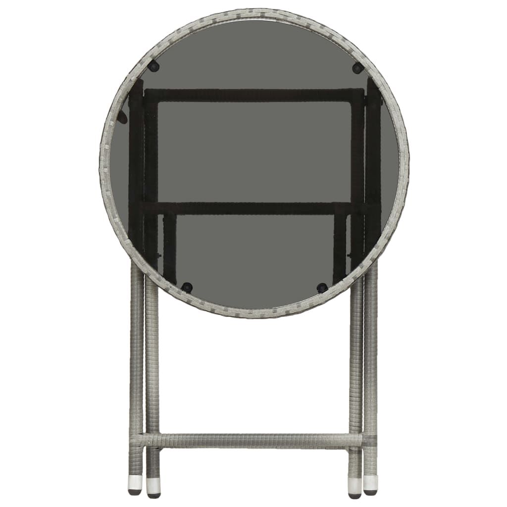 vidaXL 3 Piece Garden Bistro Set Poly Rattan and Tempered Glass Grey