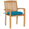 vidaXL Garden Chairs 2 pcs with Light Blue Cushions Solid Teak Wood