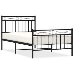 vidaXL Metal Bed Frame without Mattress with Footboard Black 100x190cm