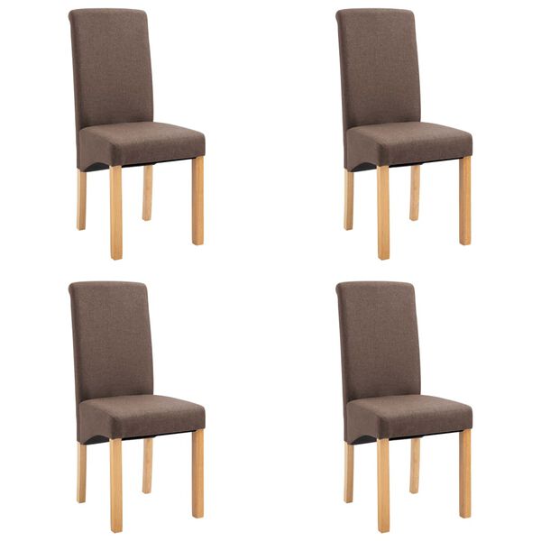 vidaXL Dining Chairs 4 pcs Brown Fabric