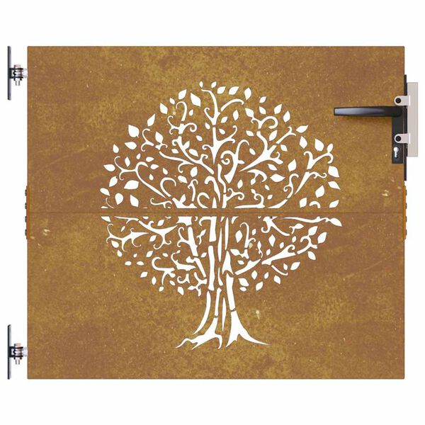 vidaXL Garden Gate 85x100 cm Corten Steel Tree Design