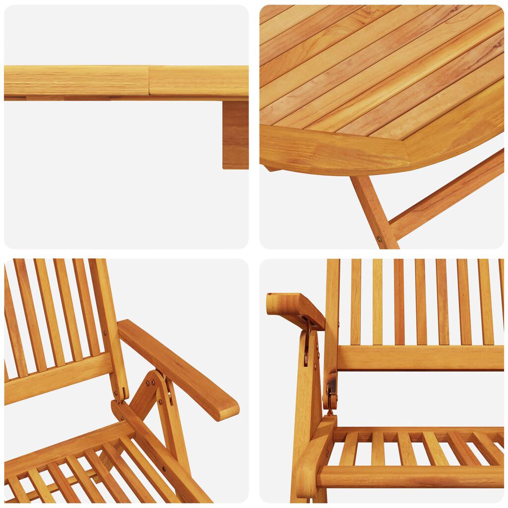 vidaXL Outdoor Dining Set Set of 5 Natural Wood Solid Acacia Wood