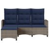 vidaXL Reclining Garden Sofa with Cushions L-shaped Grey Poly Rattan