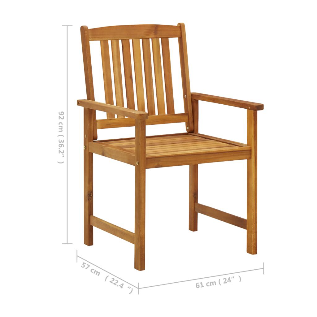 vidaXL Garden Chairs with Cushions 2 pcs Solid Acacia Wood